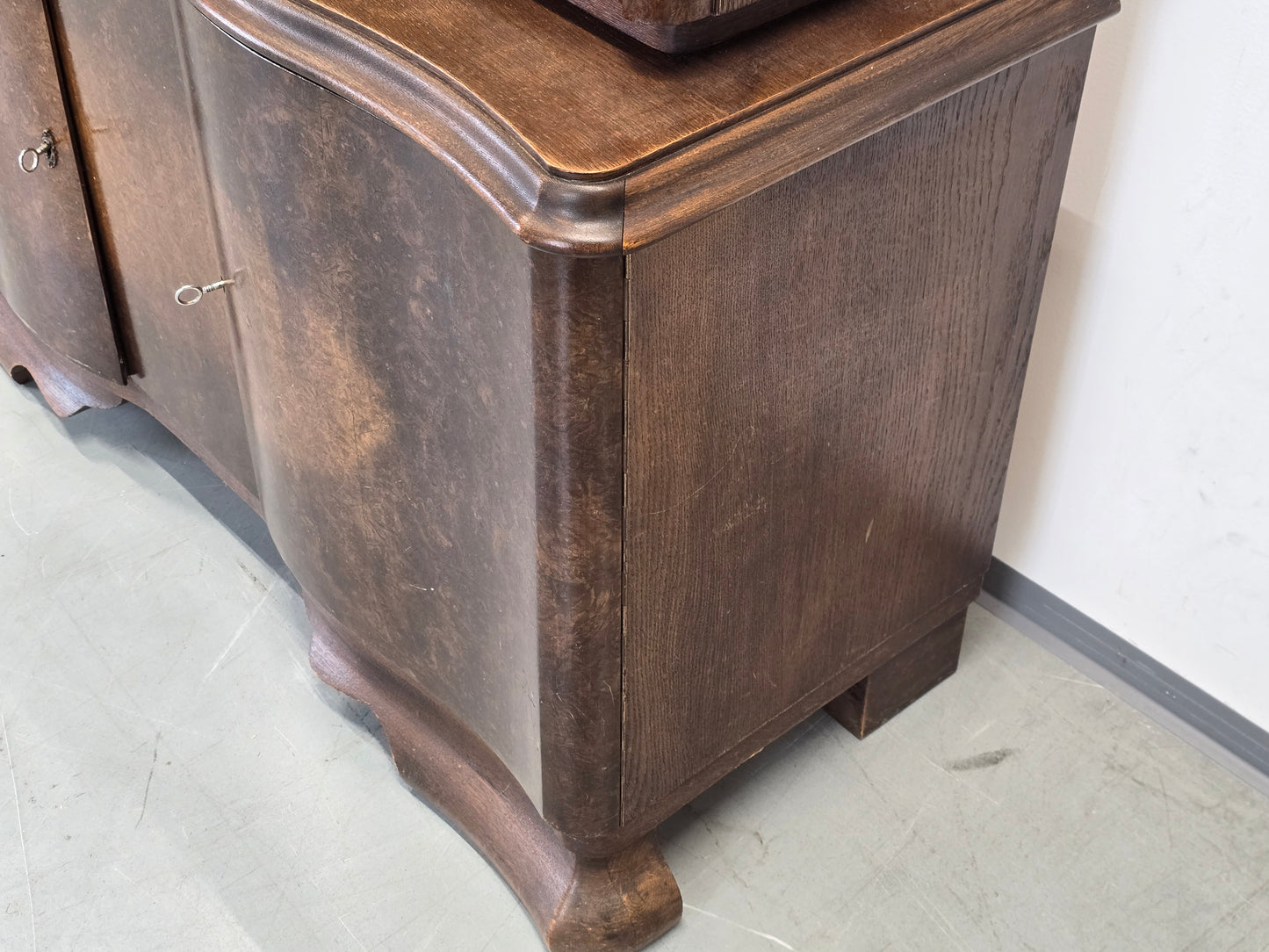 ANTIK BUFFET Vitrine Wurzelholz Schrank Mid-Century Art Déco Vintage