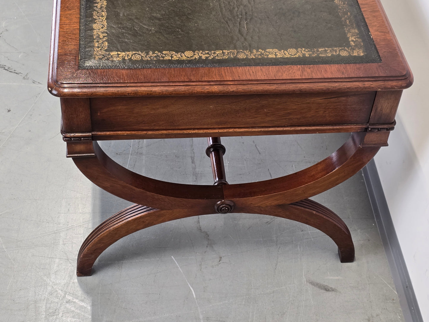 COUCHTISCH ANTIK Mahagoni Leder Wohnzimmertisch Sofa Tisch Regency Vintage