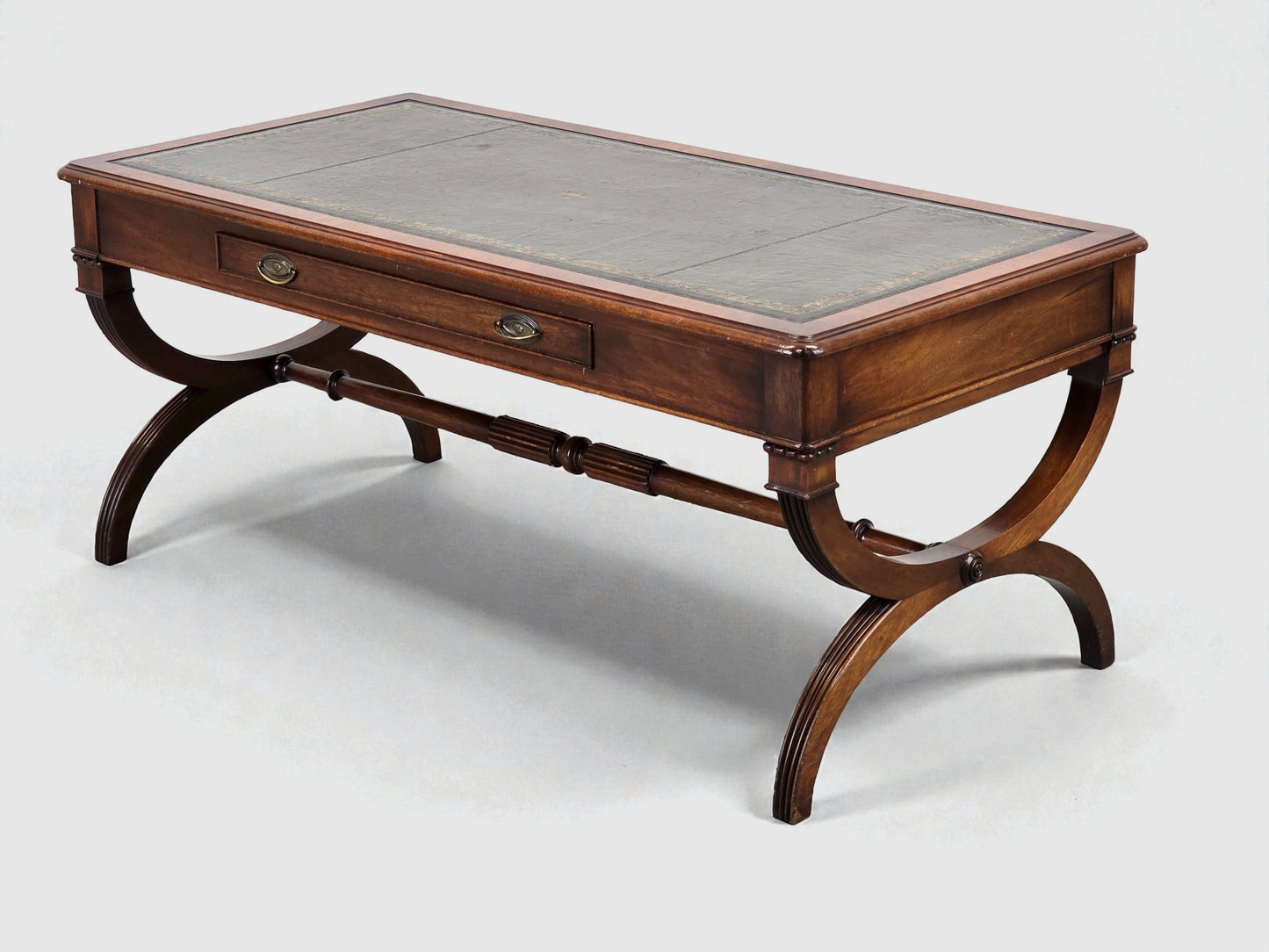 COUCHTISCH ANTIK Mahagoni Leder Wohnzimmertisch Sofa Tisch Regency Vintage