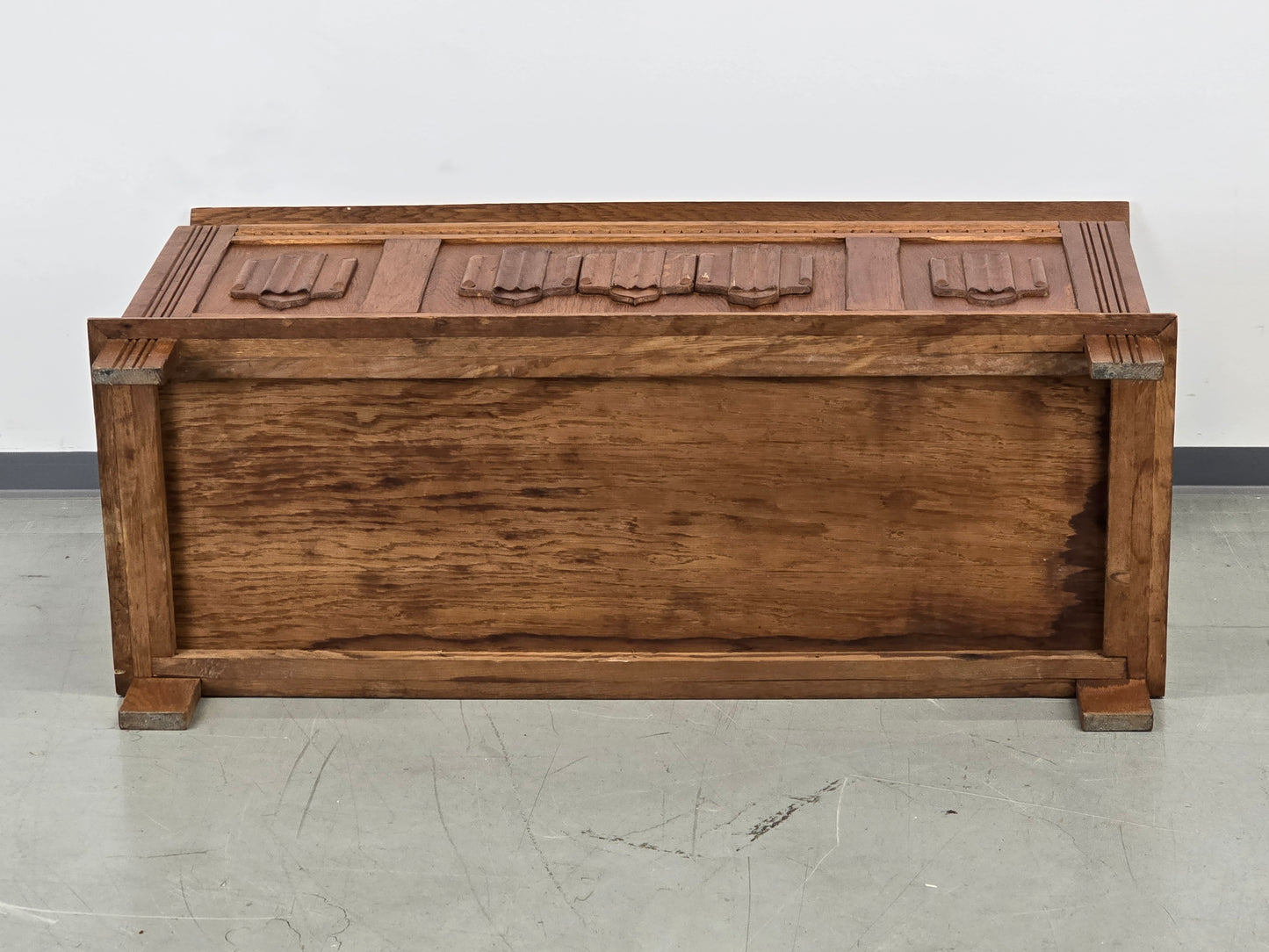ANTIQUE TRUHE Eiche massiv Holztruhe Aussteuerkiste Vintage Barock-Stil