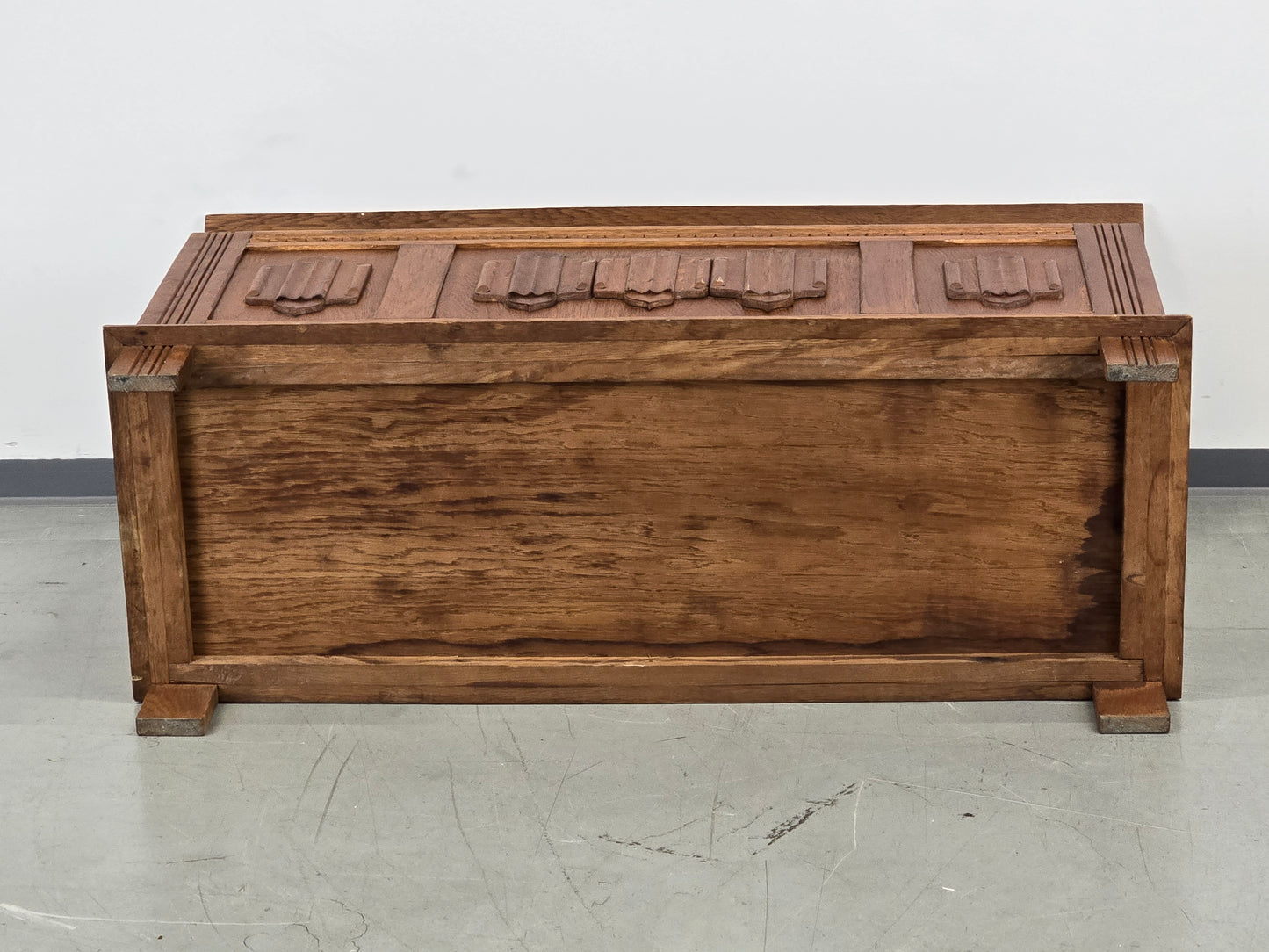 ANTIQUE TRUHE Eiche massiv Holztruhe Aussteuerkiste Vintage Barock-Stil