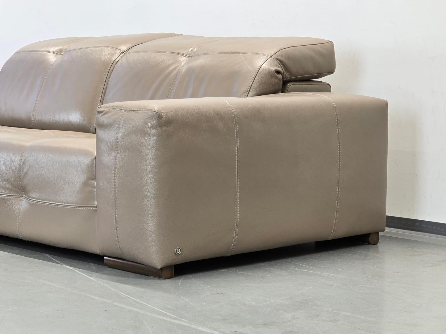 NATUZZI LEDERSOFA Ecksofa L-Form Beige Design Couch Italienisch Echtleder Luxus