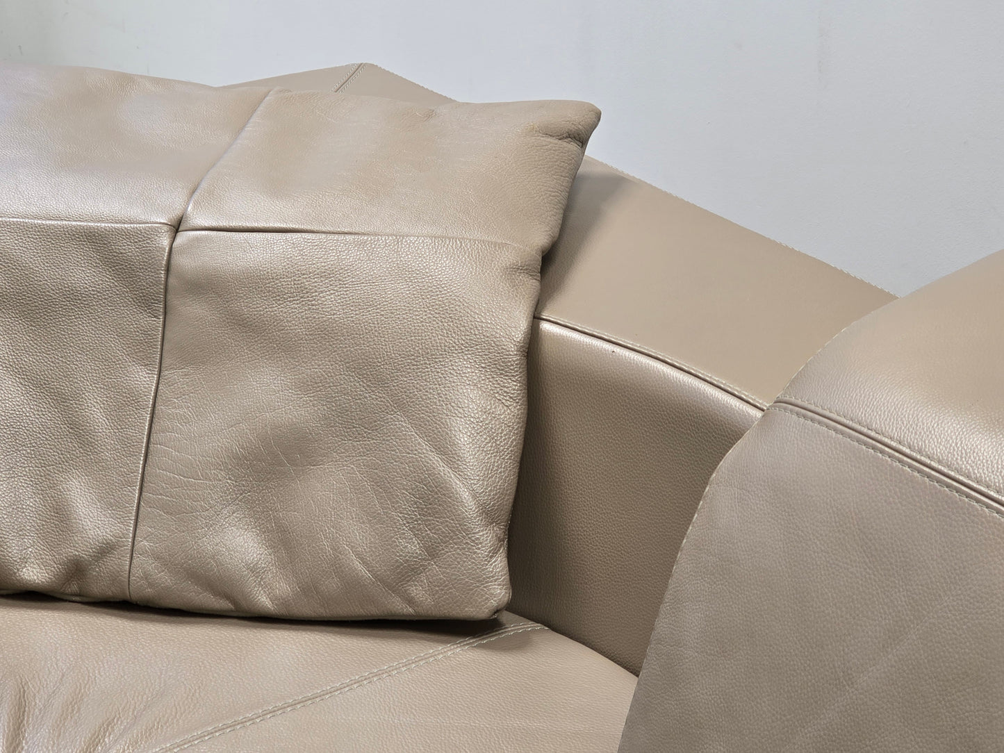 NATUZZI LEDERSOFA Ecksofa L-Form Beige Design Couch Italienisch Echtleder Luxus