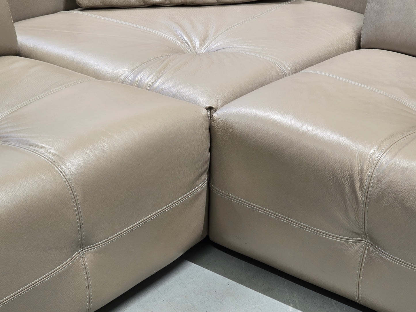 NATUZZI LEDERSOFA Ecksofa L-Form Beige Design Couch Italienisch Echtleder Luxus
