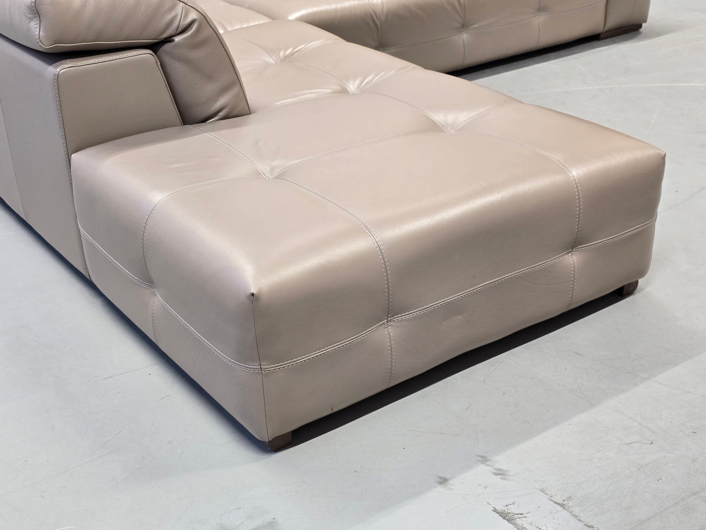 NATUZZI LEDERSOFA Ecksofa L-Form Beige Design Couch Italienisch Echtleder Luxus
