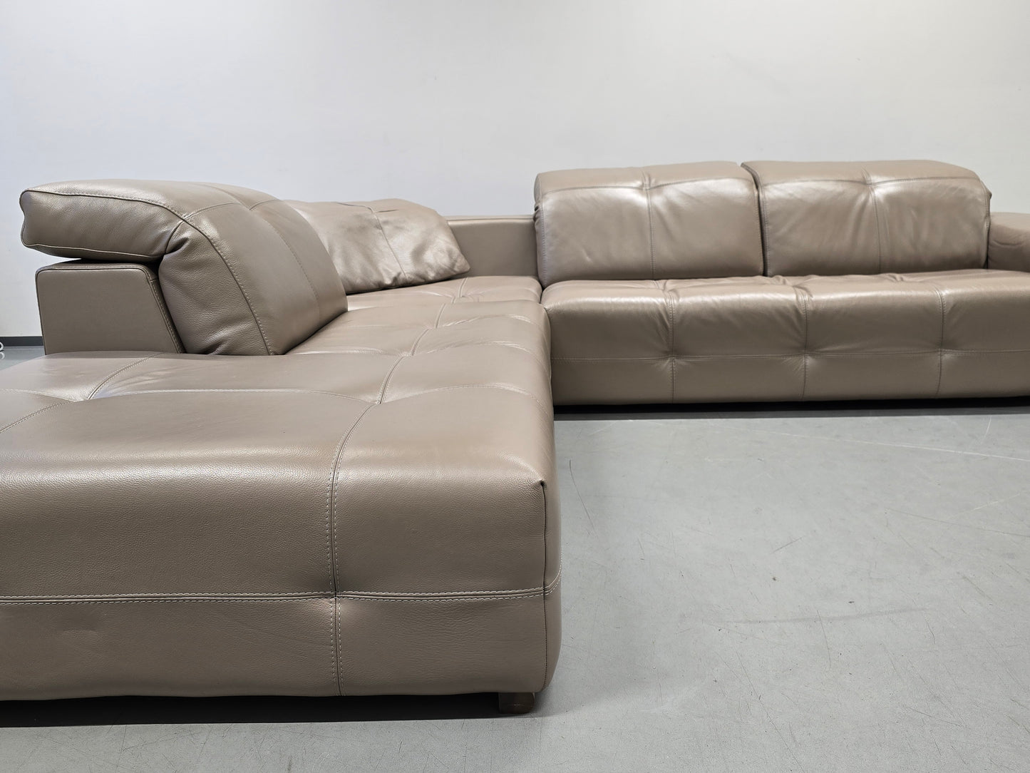 NATUZZI LEDERSOFA Ecksofa L-Form Beige Design Couch Italienisch Echtleder Luxus
