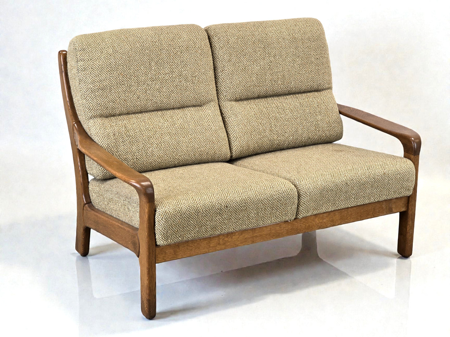 VINTAGE SOFA Couch Holz Mid Century Eiche 2-Sitzer Dänisch Skandinavisch Retro