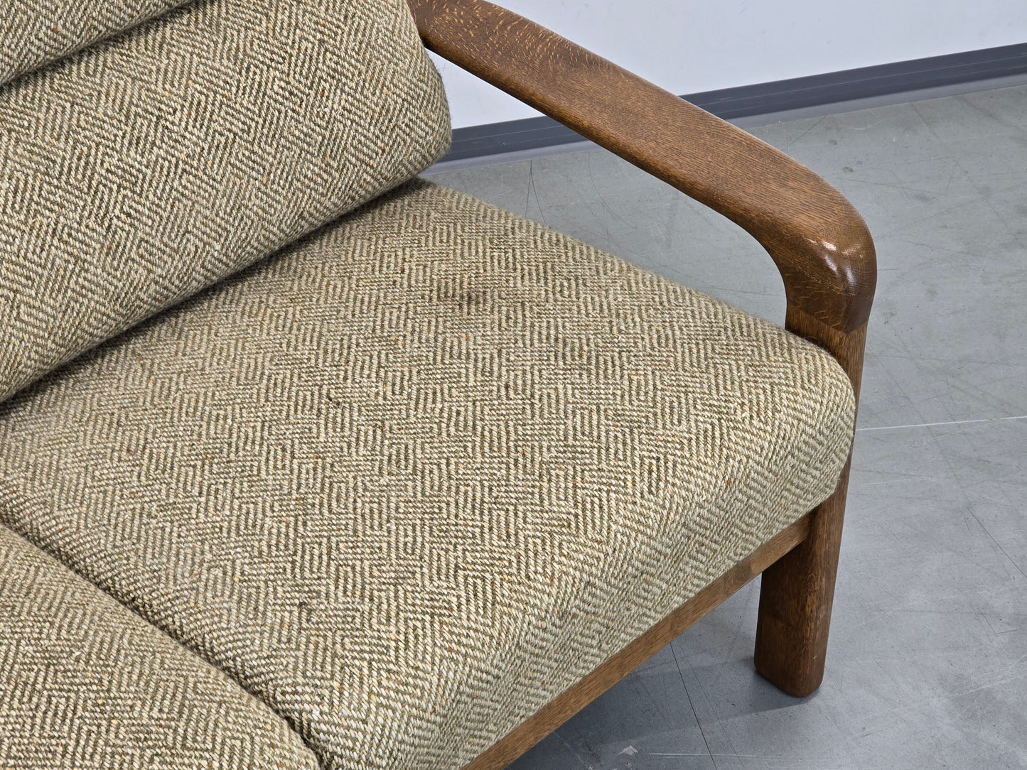 VINTAGE SOFA Couch Holz Mid Century Eiche 2-Sitzer Dänisch Skandinavisch Retro