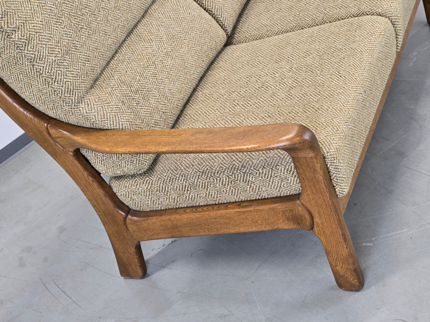 VINTAGE SOFA Couch Holz Mid Century Eiche 2-Sitzer Dänisch Skandinavisch Retro