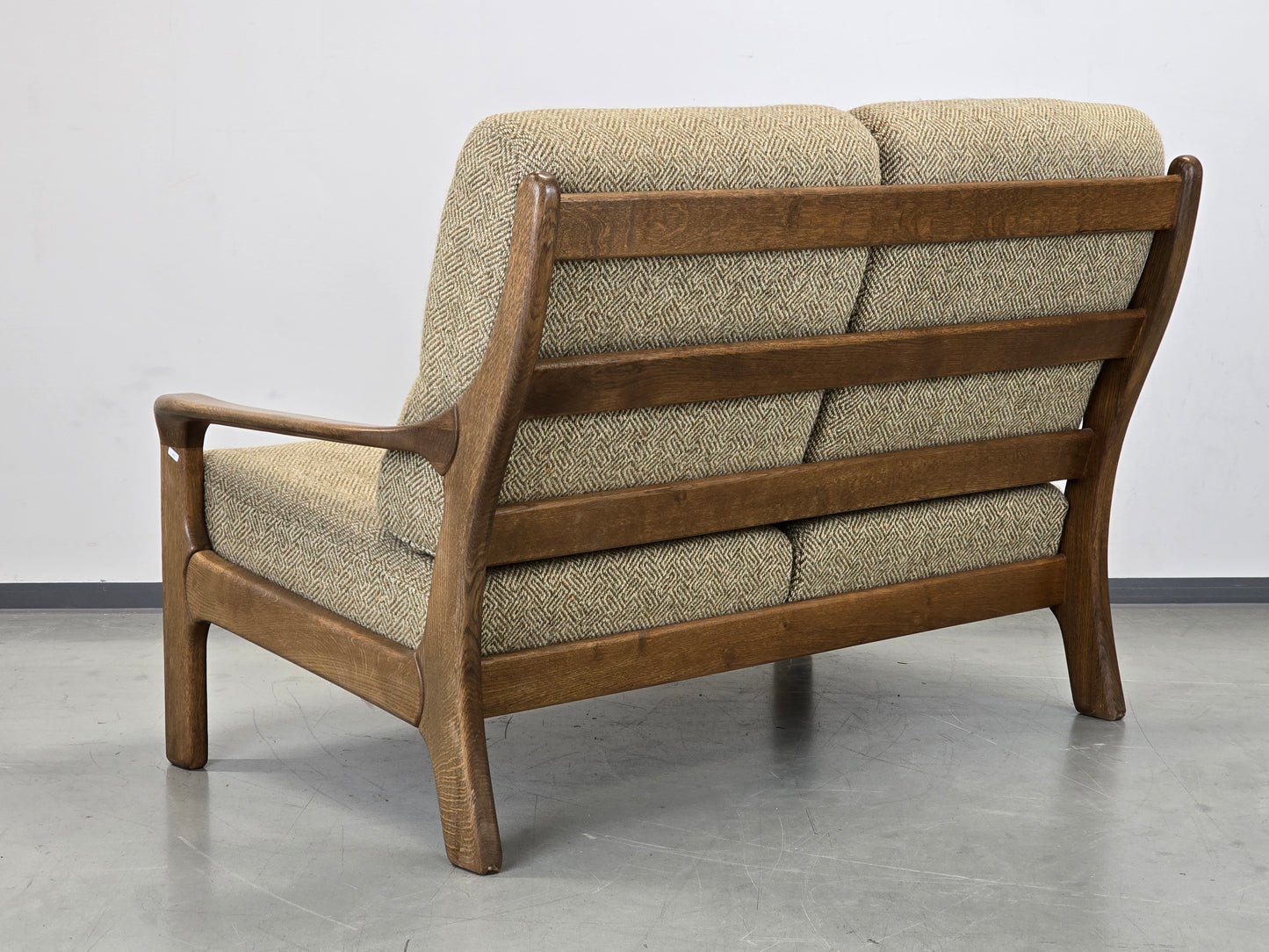 VINTAGE SOFA Couch Holz Mid Century Eiche 2-Sitzer Dänisch Skandinavisch Retro