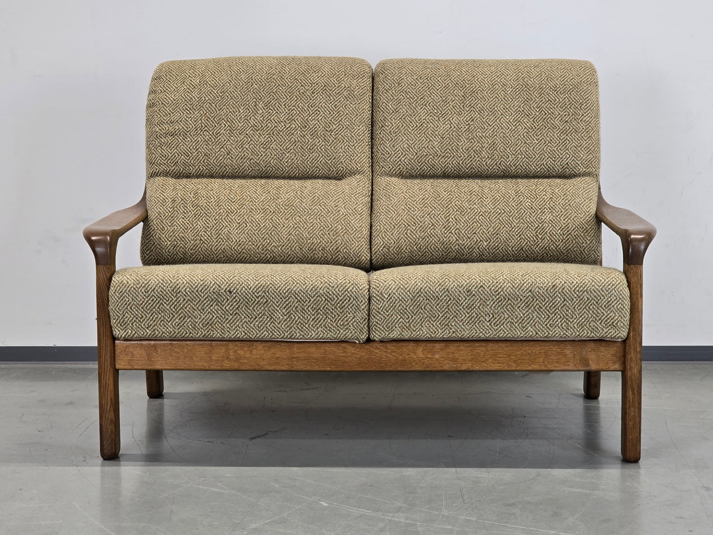 VINTAGE SOFA Couch Holz Mid Century Eiche 2-Sitzer Dänisch Skandinavisch Retro