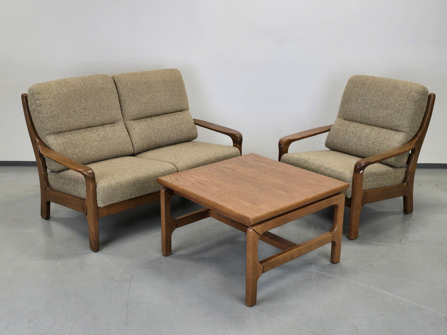 COUCHTISCH EICHE Brutalist Vintage Beistelltisch Couchtisch Mid Century 70er