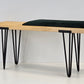 DESIGNER SITZBANK Holz Lattenbank Hairpin Legs Vintage Mid Century Schwarz grün