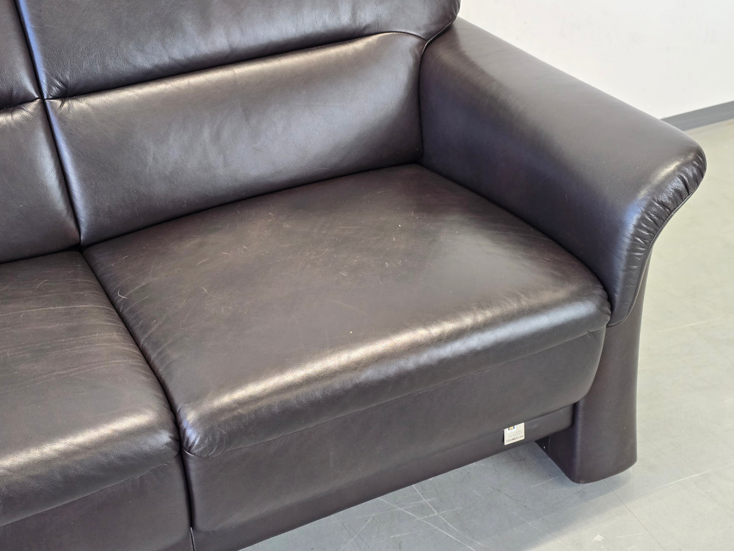 SEGMÜLLER SOFA Ledersofa 3-Sitzer Braun Leder Couch Schlaffcouch AW2