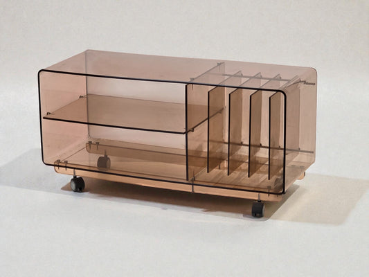 MICHEL DUMAS Roche Bobois Rollwagen Acryl Space Age 70er Hifi TV Board Vinyl