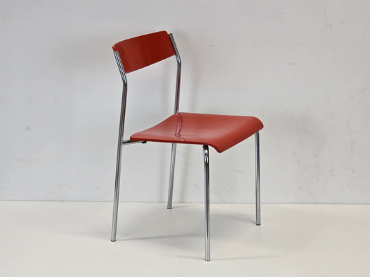 VINTAGE STUHL Rot Stapelstuhl Chrom 70er Jahre Design Küchenstuhl Loft Bauhaus