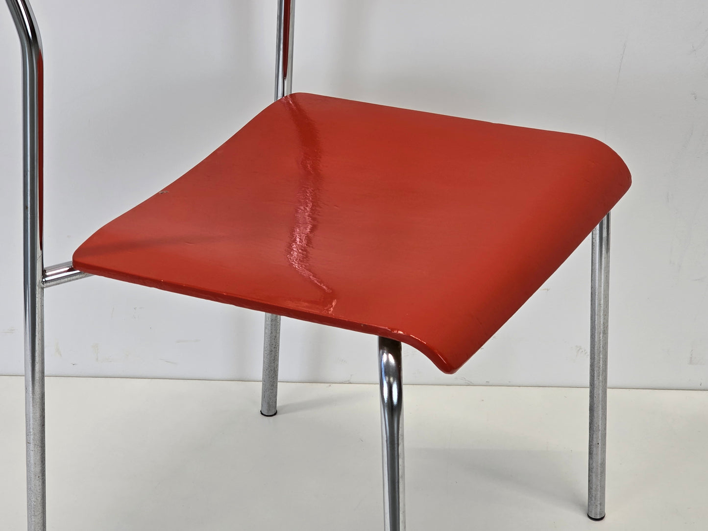 VINTAGE STUHL Rot Stapelstuhl Chrom 70er Jahre Design Küchenstuhl Loft Bauhaus