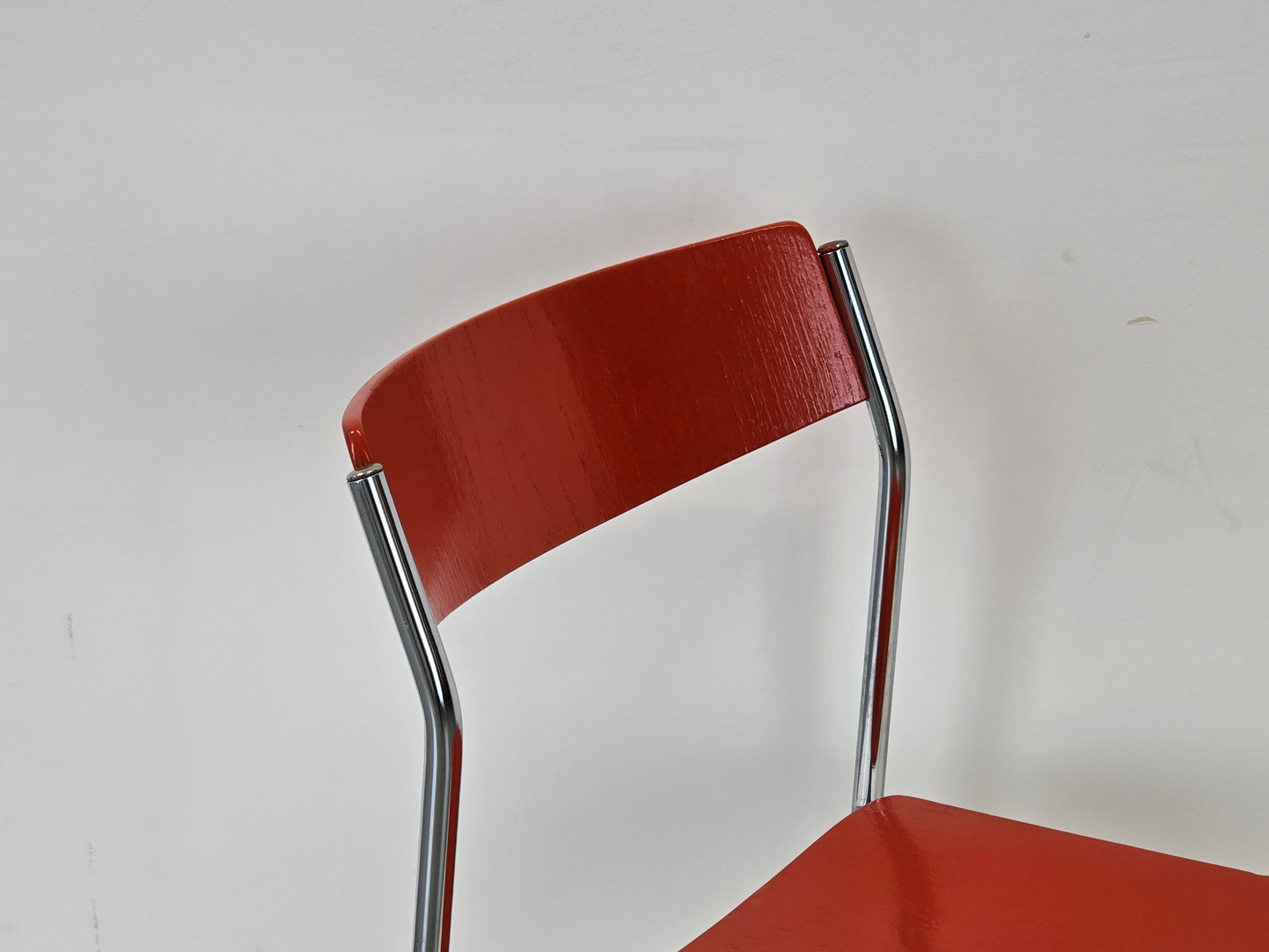 VINTAGE STUHL Rot Stapelstuhl Chrom 70er Jahre Design Küchenstuhl Loft Bauhaus
