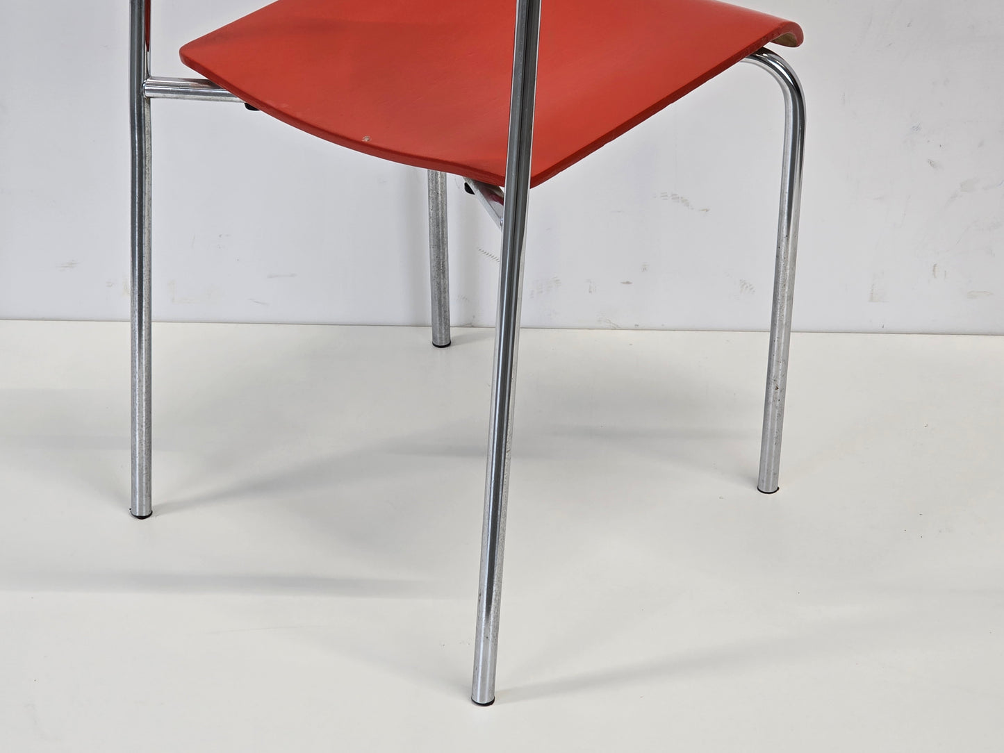 VINTAGE STUHL Rot Stapelstuhl Chrom 70er Jahre Design Küchenstuhl Loft Bauhaus