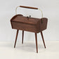 VINTAGE NÄHKASTEN Mid Century Design 50er 60er Teak Rollwagen Beistelltisch Retro