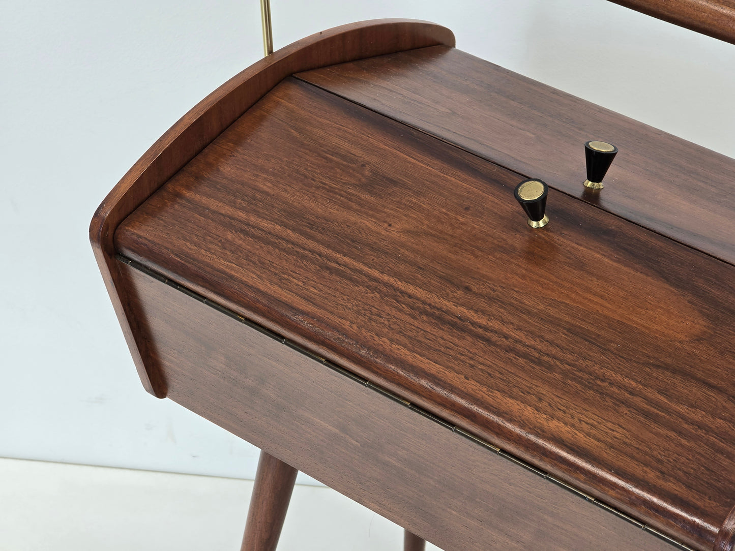VINTAGE NÄHKASTEN Mid Century Design 50er 60er Teak Rollwagen Beistelltisch Retro
