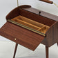 VINTAGE NÄHKASTEN Mid Century Design 50er 60er Teak Rollwagen Beistelltisch Retro