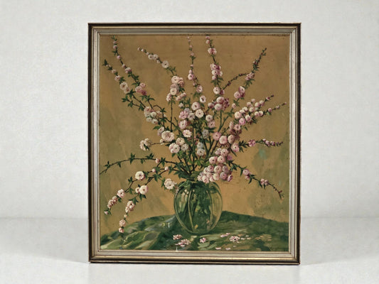 KRÜGER GEMÄLDE Blumenstillleben Ölgemälde Signiert Vintage Prunkrahmen Antik