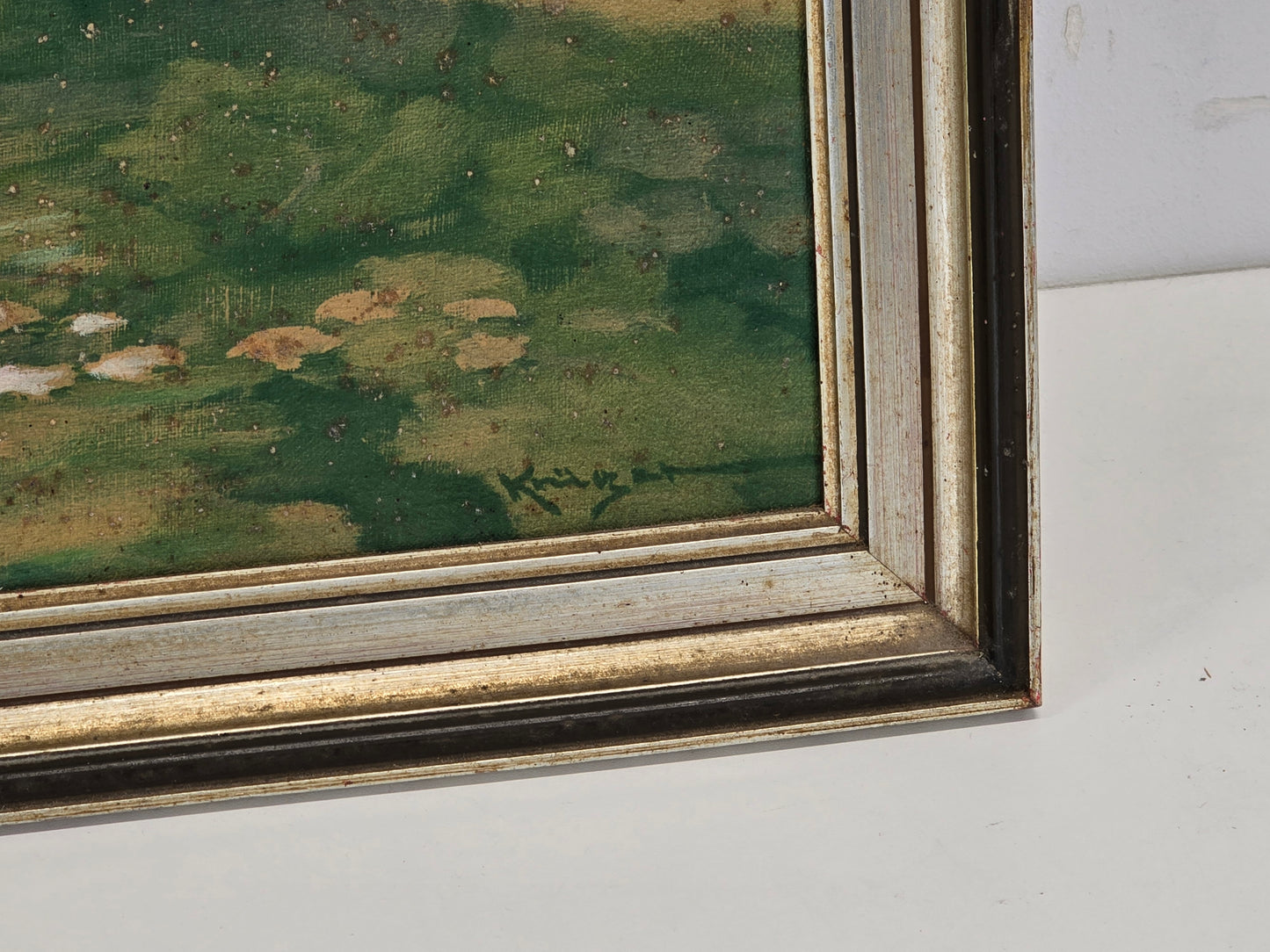 KRÜGER GEMÄLDE Blumenstillleben Ölgemälde Signiert Vintage Prunkrahmen Antik