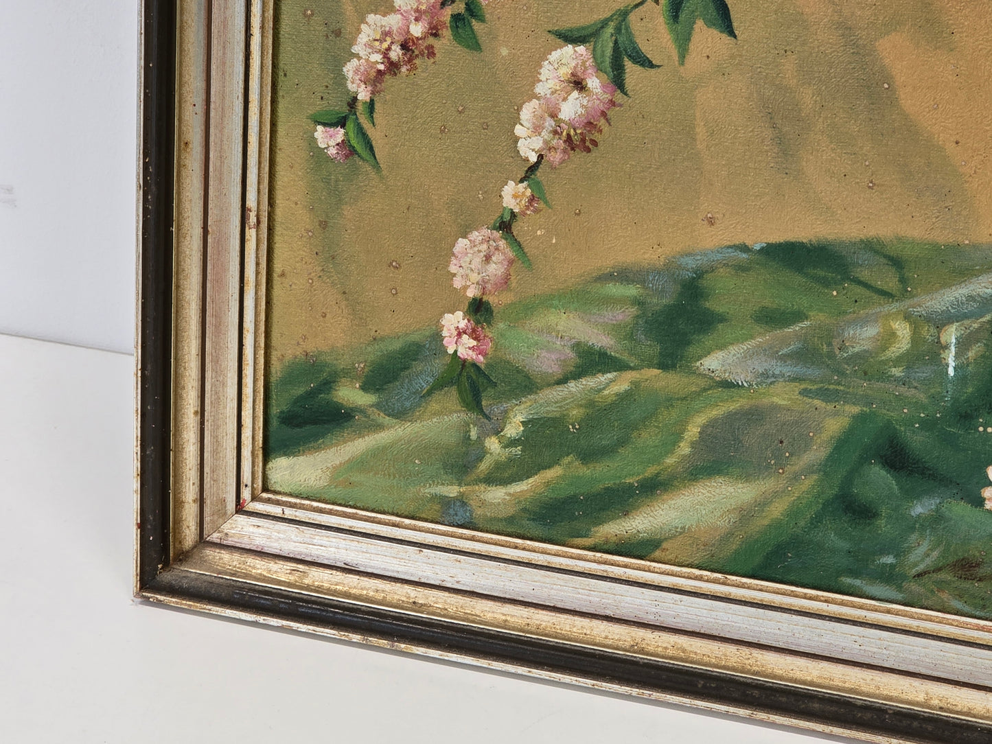 KRÜGER GEMÄLDE Blumenstillleben Ölgemälde Signiert Vintage Prunkrahmen Antik