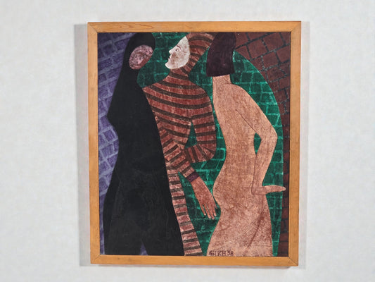 WALTER GILLICH Gemälde Figuren 1958 Heidelberg Ölgemälde Mid-Century