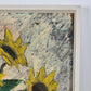 SONNENBLUMEN ÖLGEMÄLDE Stillleben Blumenvase Vintage Kunst Rahmen 78x97cm