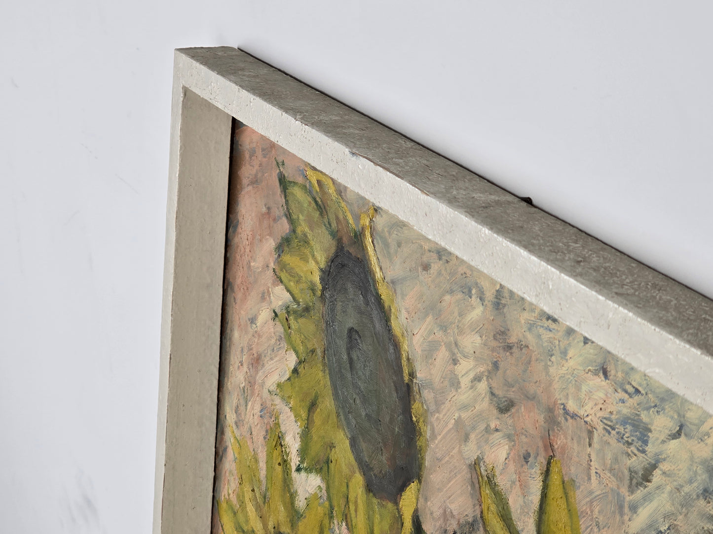 SONNENBLUMEN ÖLGEMÄLDE Stillleben Blumenvase Vintage Kunst Rahmen 78x97cm