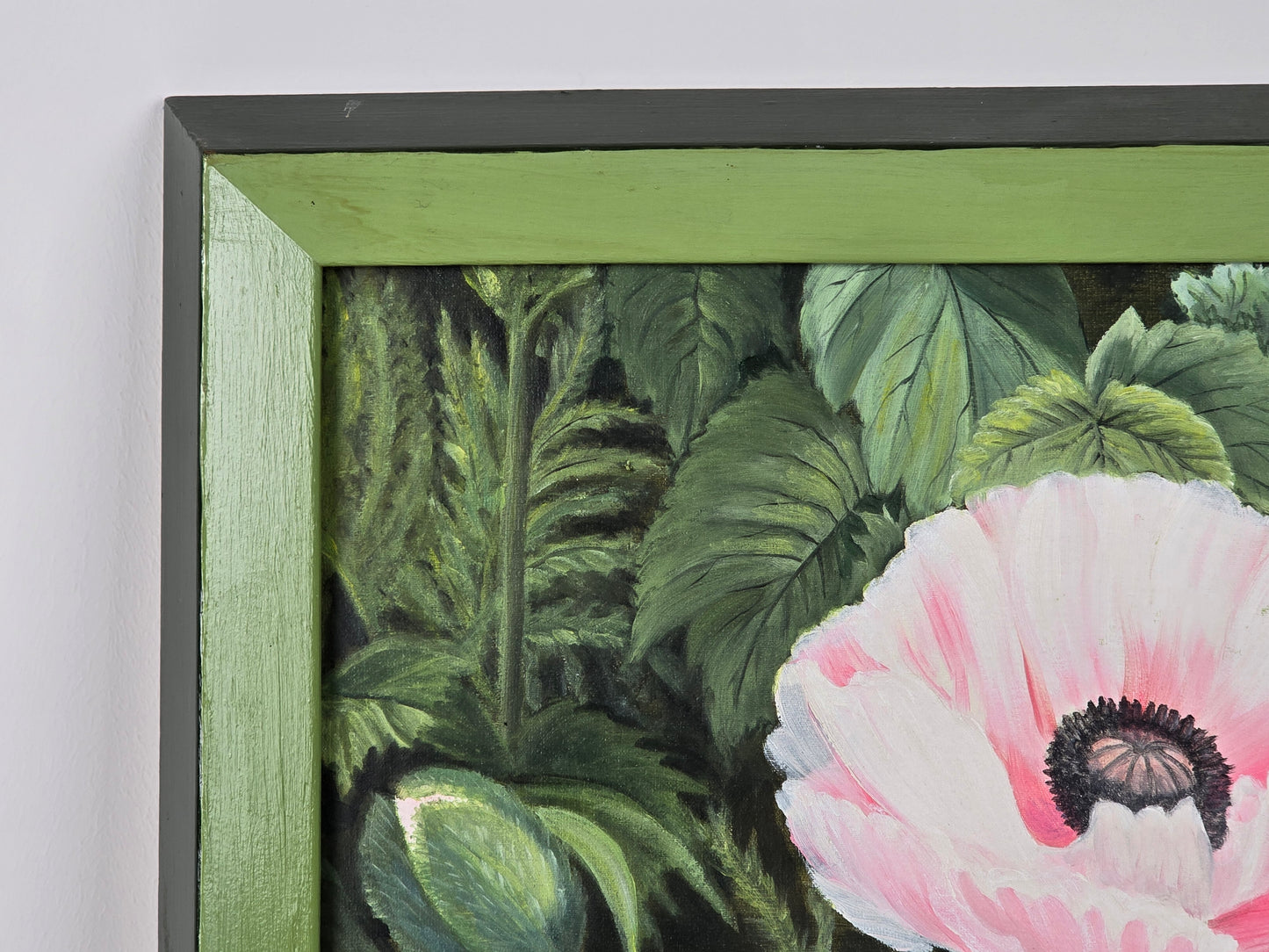 MOHNBLUMEN ÖLGEMÄLDE Blumenbild Rosa Mohn Kunst Signiert Jaeglé Rahmen 48x68cm