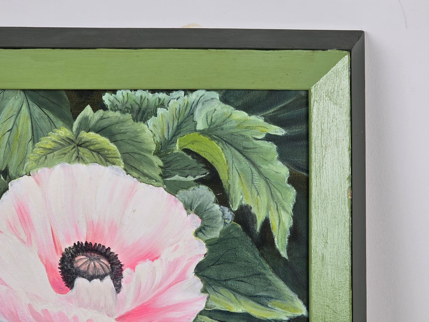 MOHNBLUMEN ÖLGEMÄLDE Blumenbild Rosa Mohn Kunst Signiert Jaeglé Rahmen 48x68cm