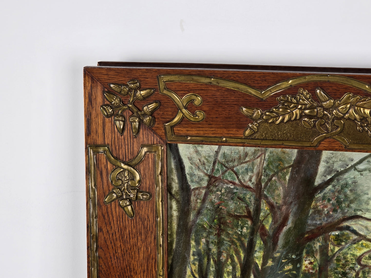 ANTIQUARISCHES ÖLGEMÄLDE Hirsch Jagdmotiv Eichenrahmen Messing Prunkrahmen Jagd