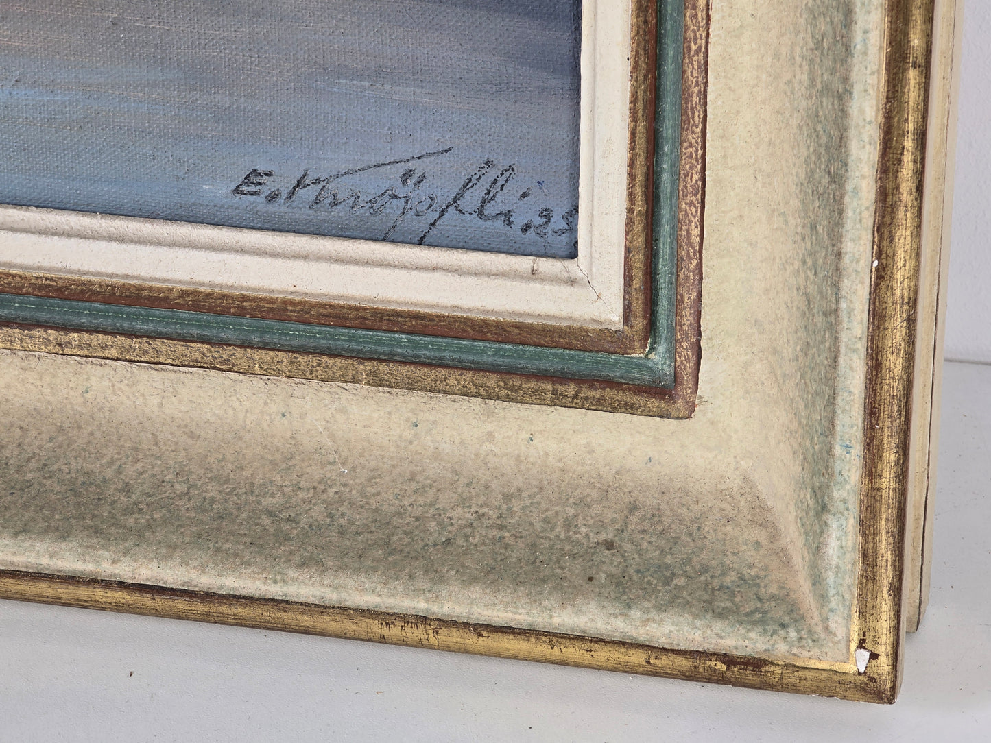 ANTIKES ÖLGEMÄLDE Bergsee Alpen Panorama Schweizer Künstler Signiert Rahmen