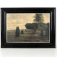 P. NANSEN Ölgemälde Heide Landschaft 1915 Antik Rahmen Leinwand Bild Bauernhaus