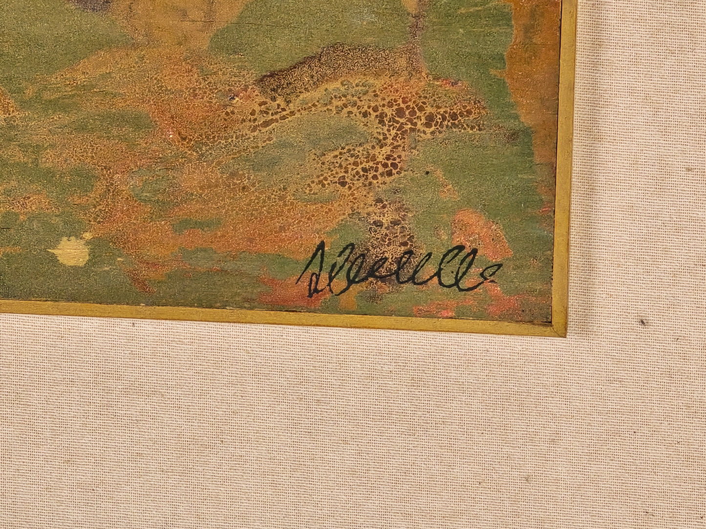 VINTAGE KUNST Abstraktes Gemälde "La buona terra" Signiert Rahmen Arcuati XXL