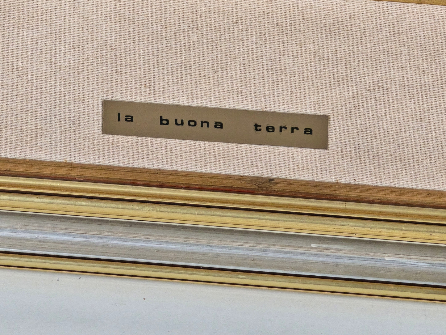 VINTAGE KUNST Abstraktes Gemälde "La buona terra" Signiert Rahmen Arcuati XXL