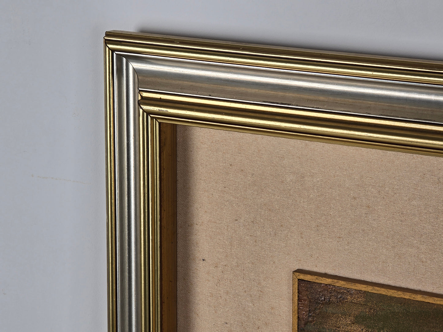 VINTAGE KUNST Abstraktes Gemälde "La buona terra" Signiert Rahmen Arcuati XXL