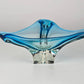MURANO GLASSCHALE Vintage Sommerso Design Schale Blau Glasobjekt 60er Jahre