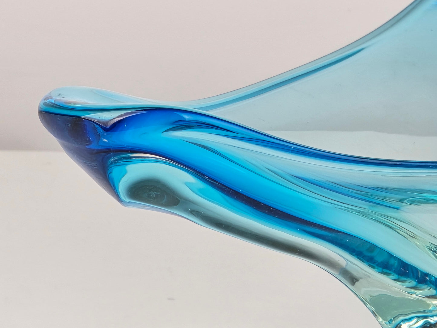 MURANO GLASSCHALE Vintage Sommerso Design Schale Blau Glasobjekt 60er Jahre