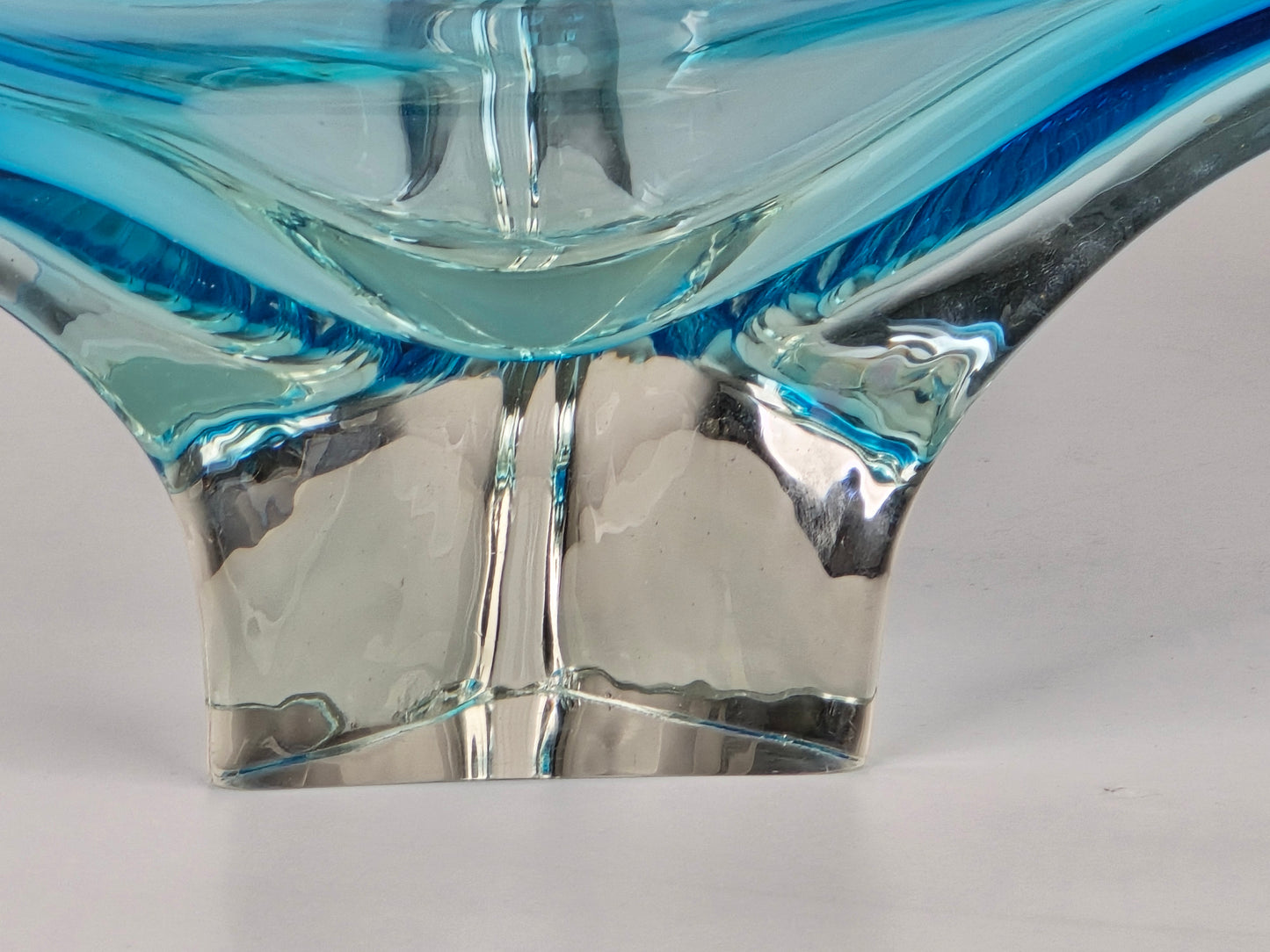 MURANO GLASSCHALE Vintage Sommerso Design Schale Blau Glasobjekt 60er Jahre