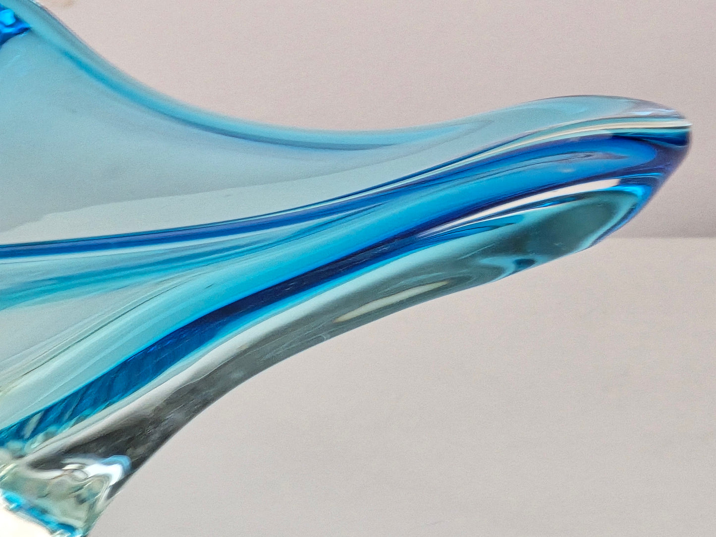 MURANO GLASSCHALE Vintage Sommerso Design Schale Blau Glasobjekt 60er Jahre