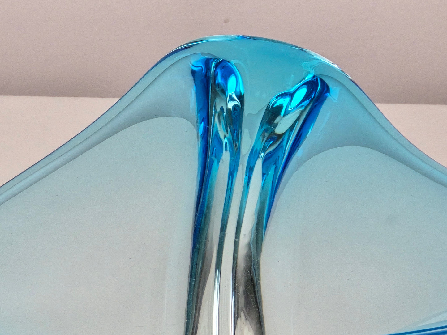 MURANO GLASSCHALE Vintage Sommerso Design Schale Blau Glasobjekt 60er Jahre