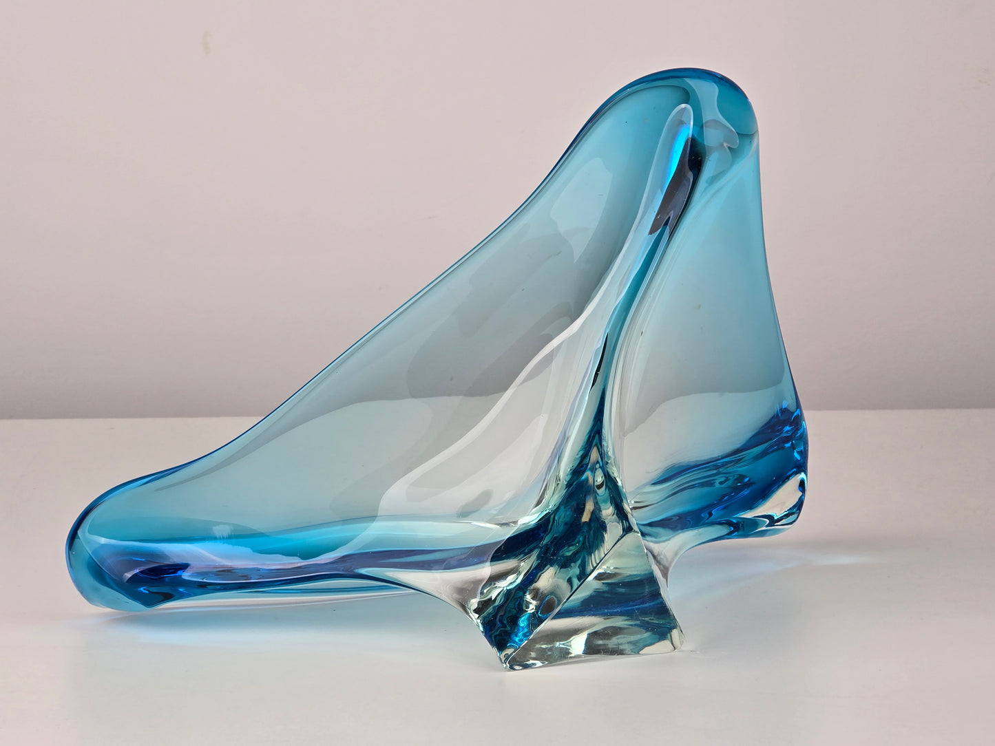 MURANO GLASSCHALE Vintage Sommerso Design Schale Blau Glasobjekt 60er Jahre