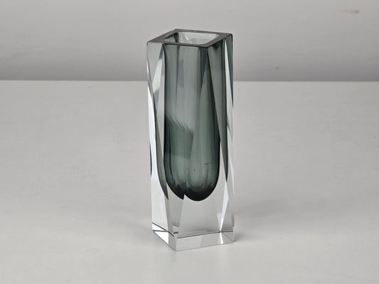 DESIGN VASE Kristall Glas Murano Sommerso Vintage Rauchglas 60er 70er Mid Century