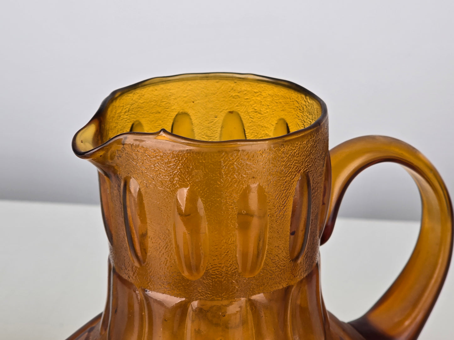 VINTAGE GLAS-SET Amber Krug 6 Gläser Italien 70er Jahre Design Retro