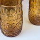 VINTAGE GLAS-SET Amber Krug 6 Gläser Italien 70er Jahre Design Retro