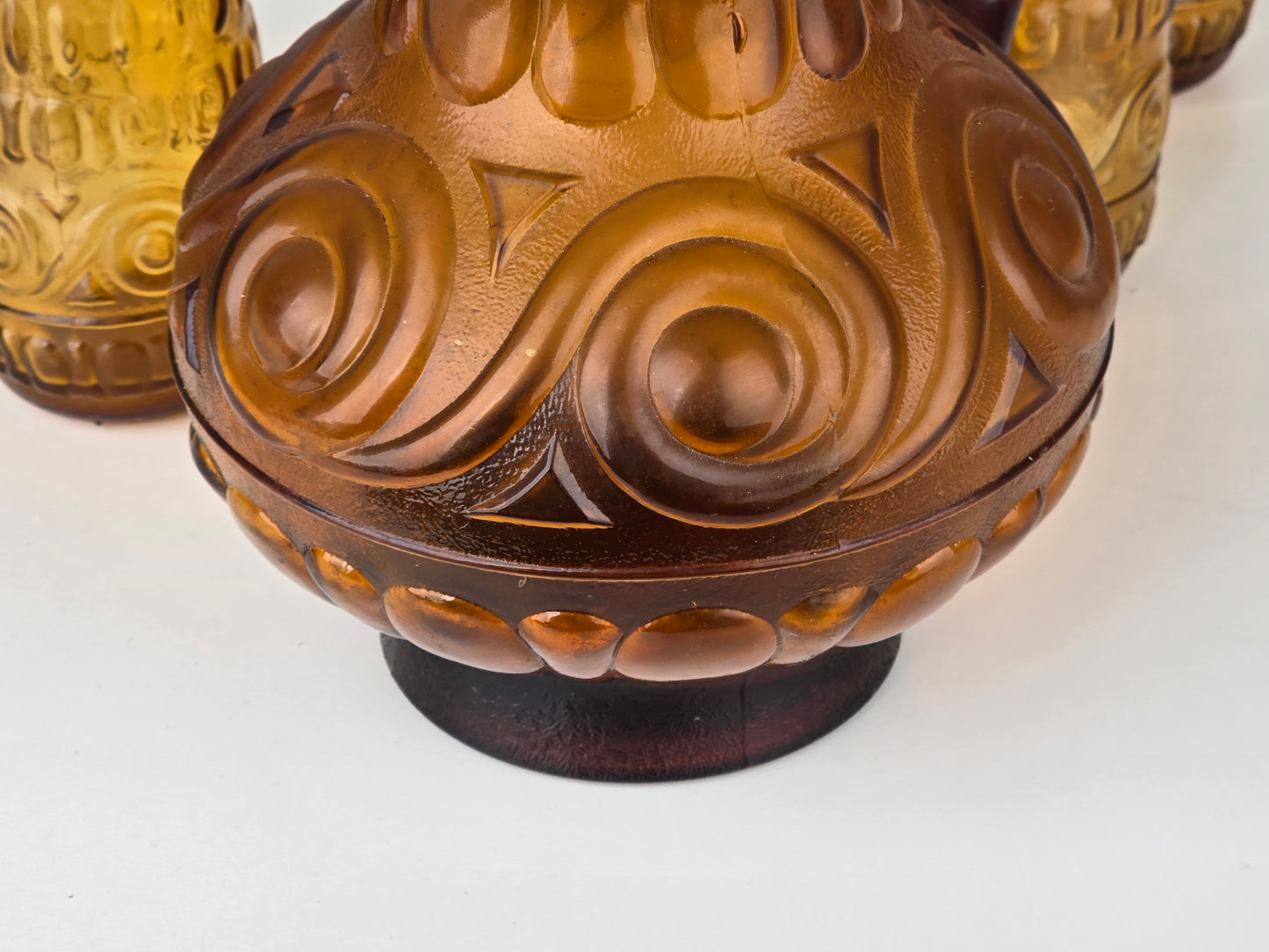 VINTAGE GLAS-SET Amber Krug 6 Gläser Italien 70er Jahre Design Retro